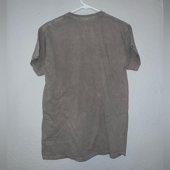 Nirvana Unisex Smiley Face Distressed Brown Beige T-Shirt - Picture 3 of 4